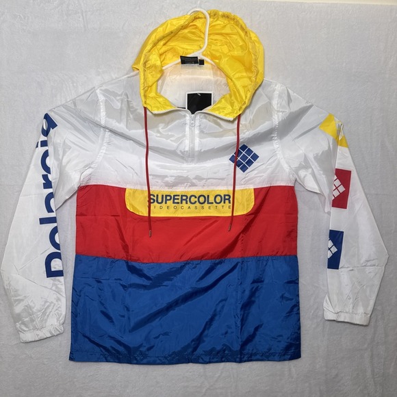 Polaroid Other - Polaroid Windbreaker Men's Sz Large Multicolor Hooded Supercolor Video Cassette